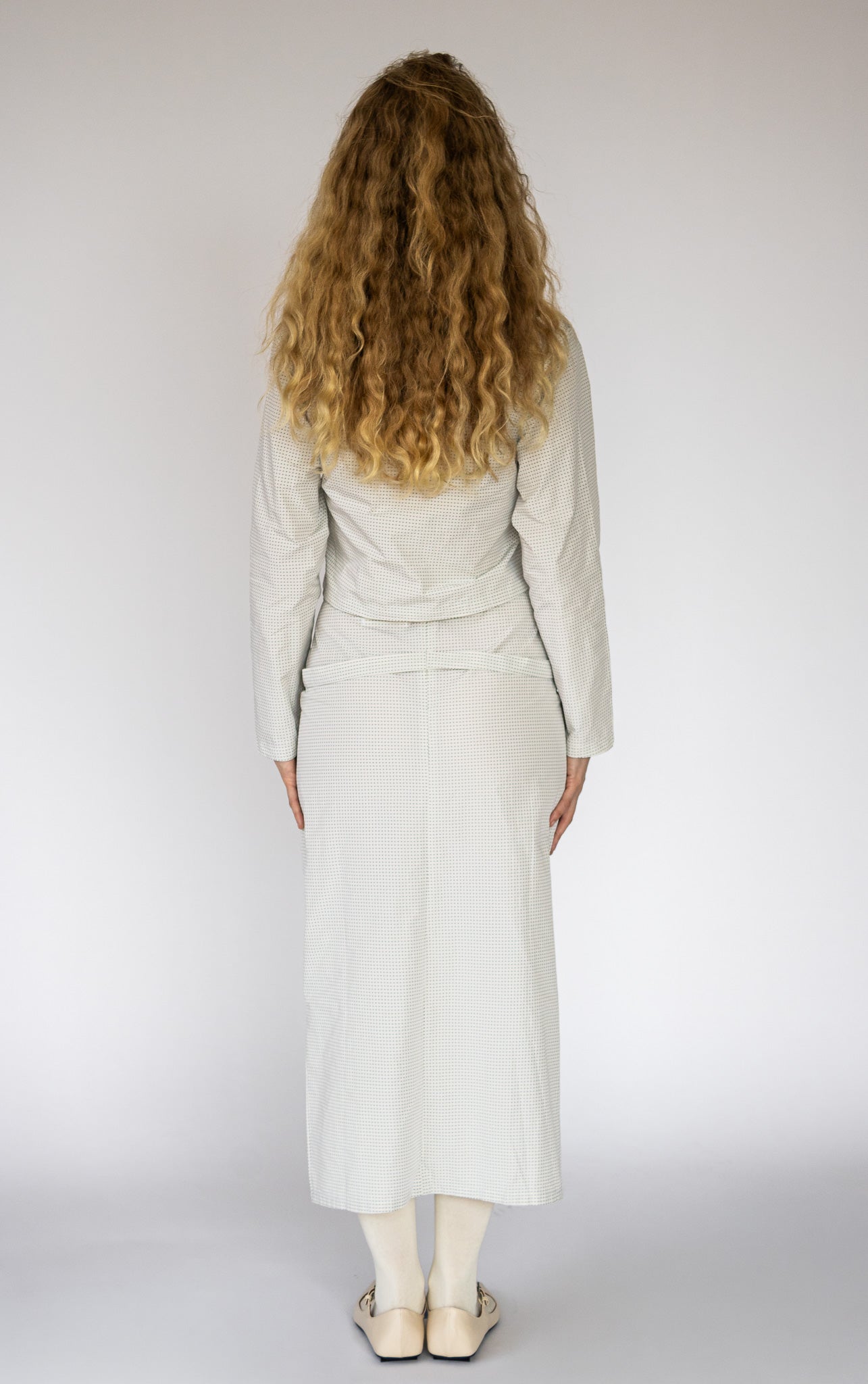 Button Down Blouse in White Dot