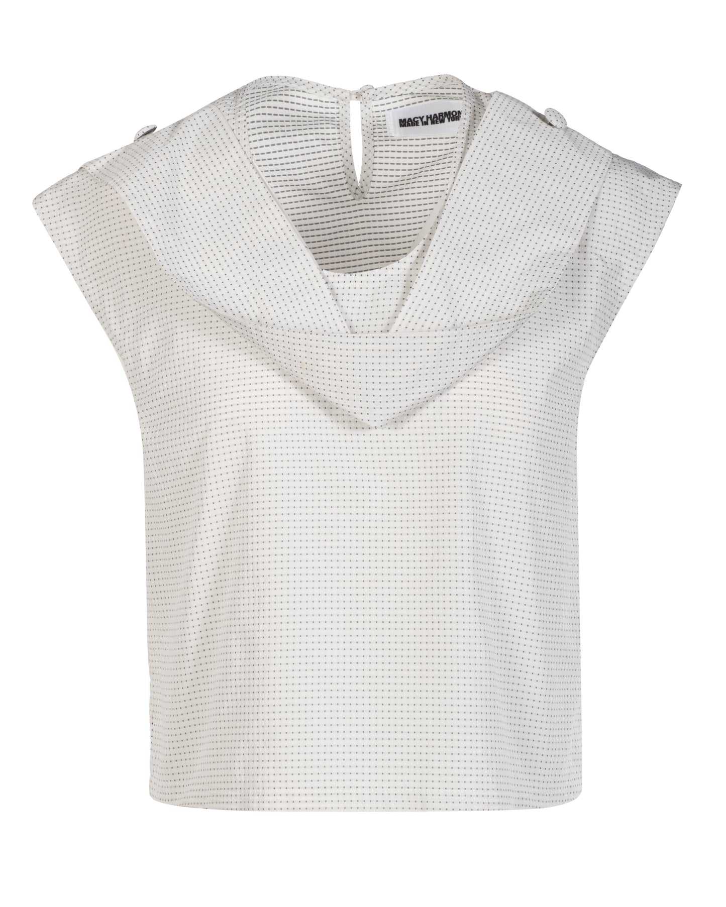 Folded Scarf Top in White Dot