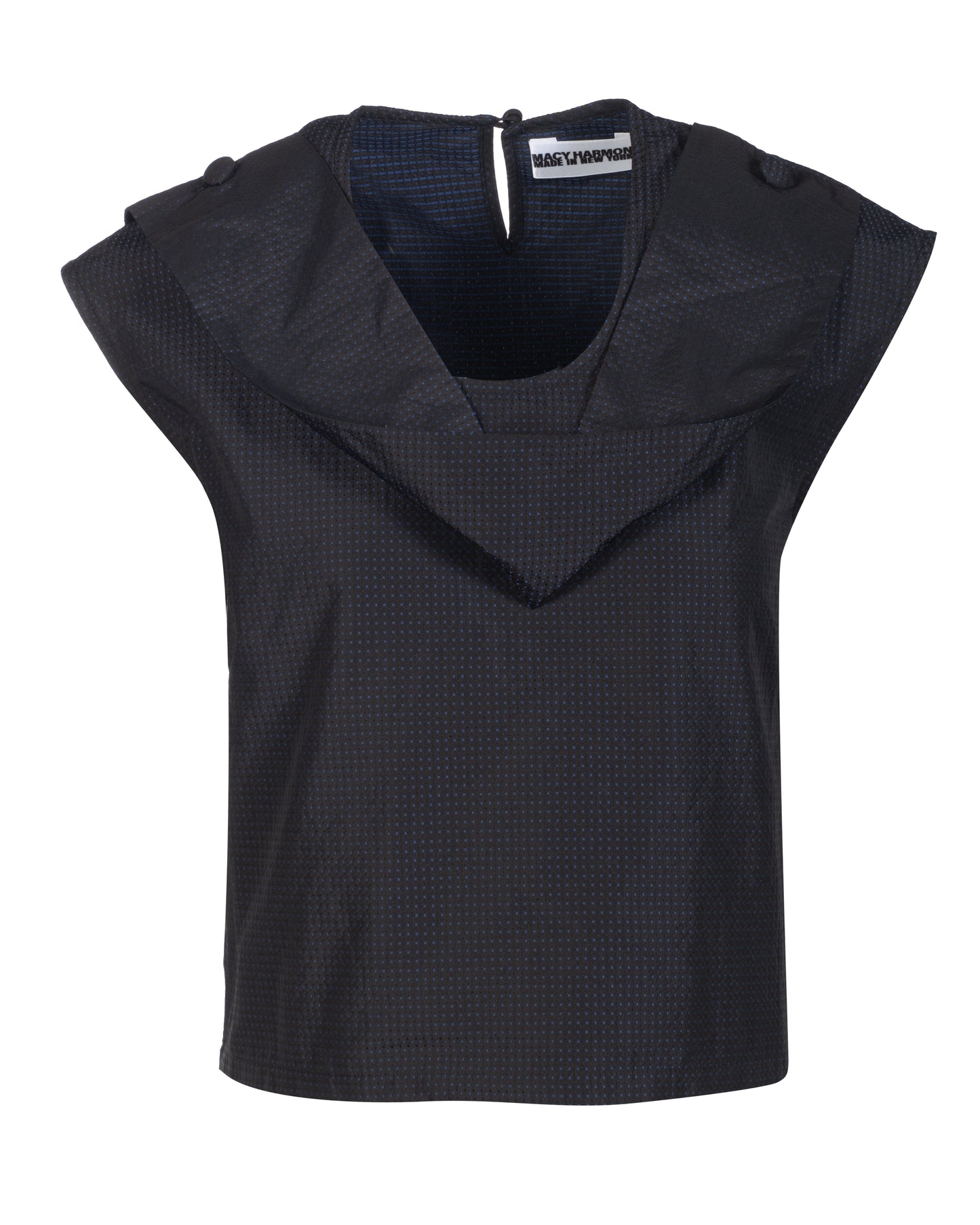 Folded Scarf Top in Black Dot