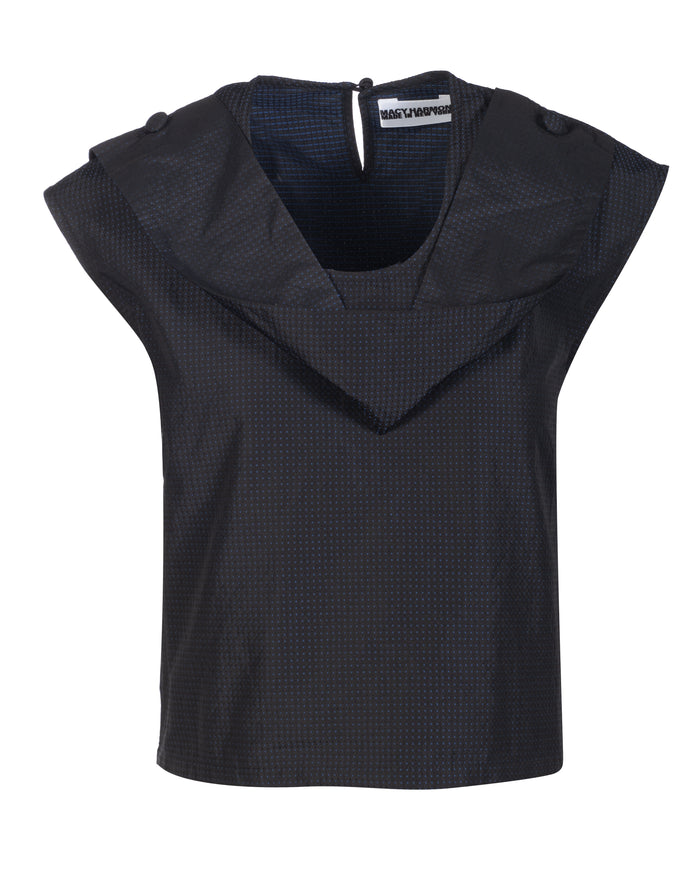 Folded Scarf Top in Black Dot