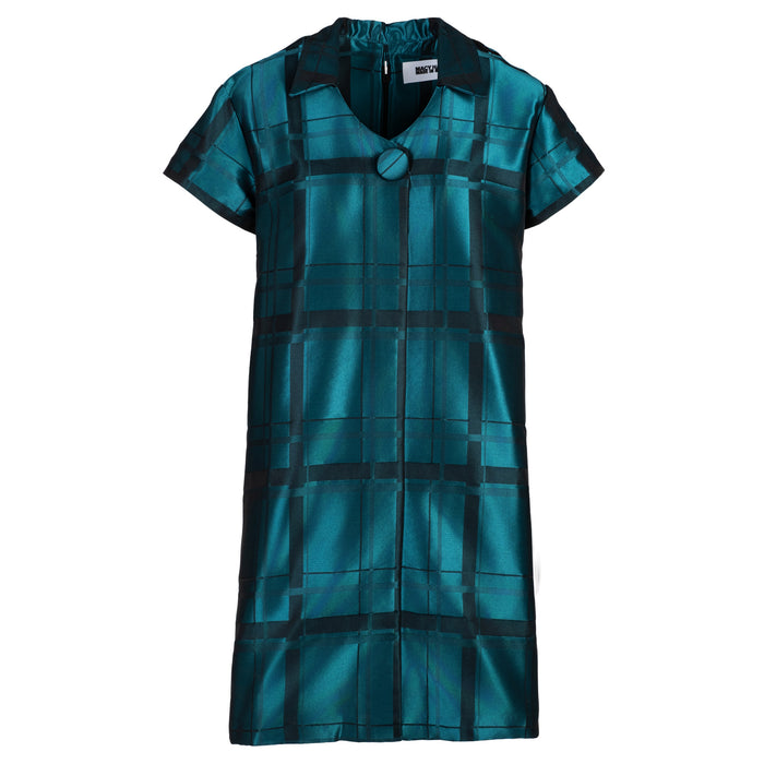 Boxy Dress in Teal Check