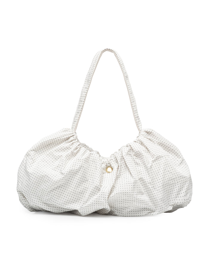 Puff Purse in White Dot
