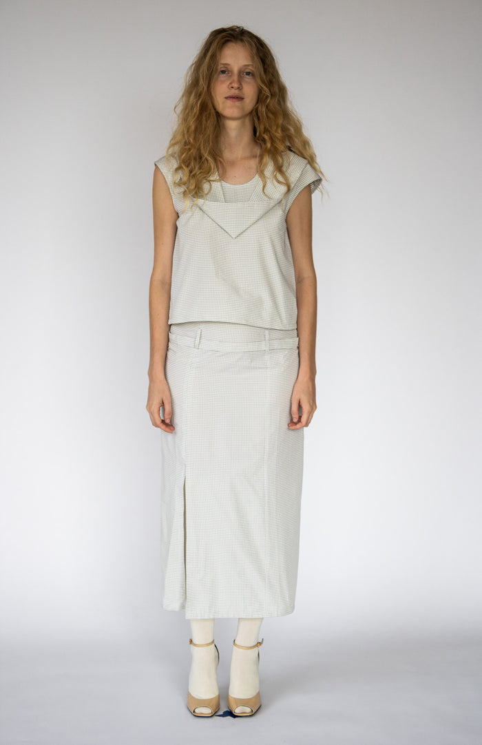 Folded Scarf Top in White Dot