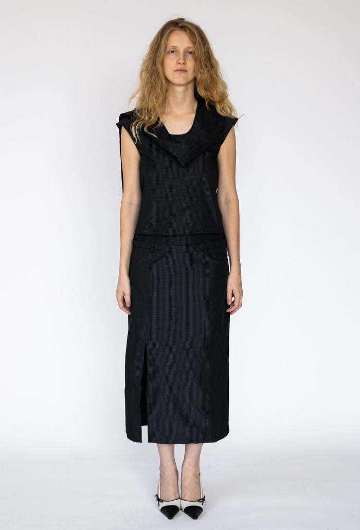 Folded Scarf Top in Black Dot