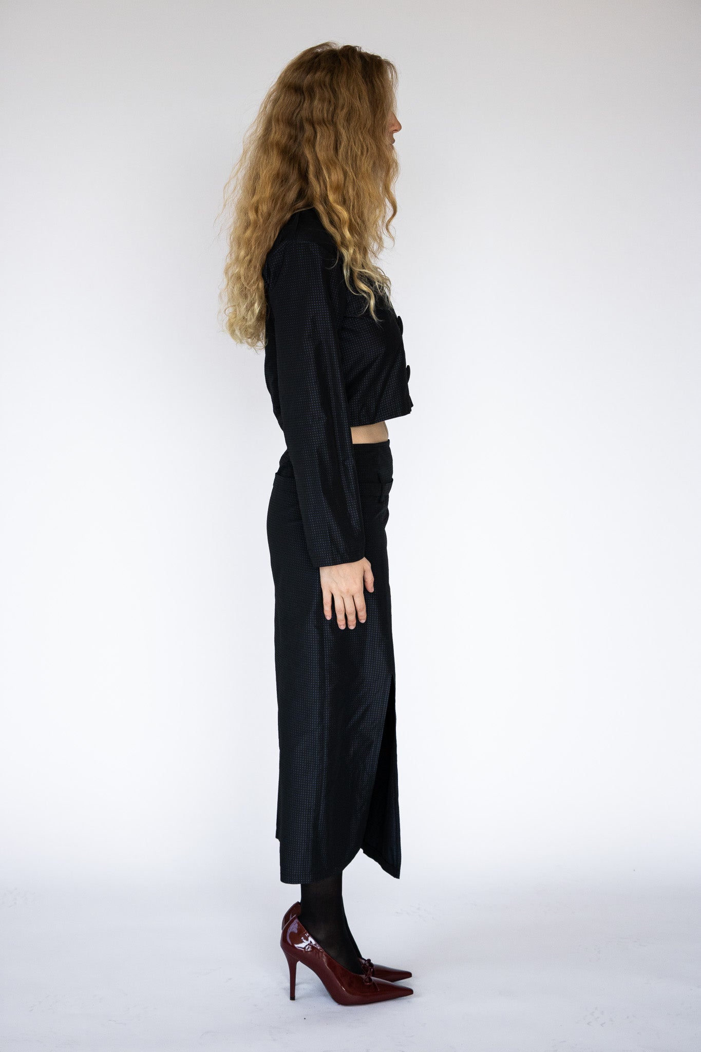 Button Down Blouse in Black Dot