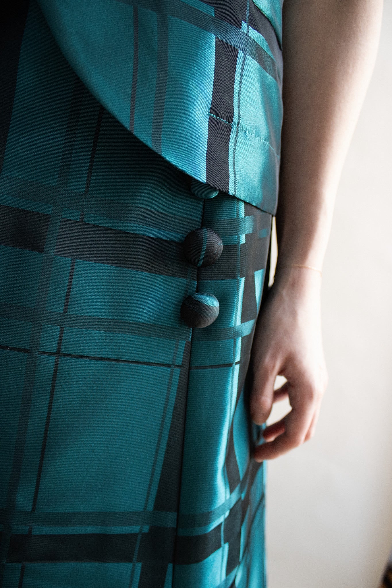 Tailored A-line Skirt in Teal Check